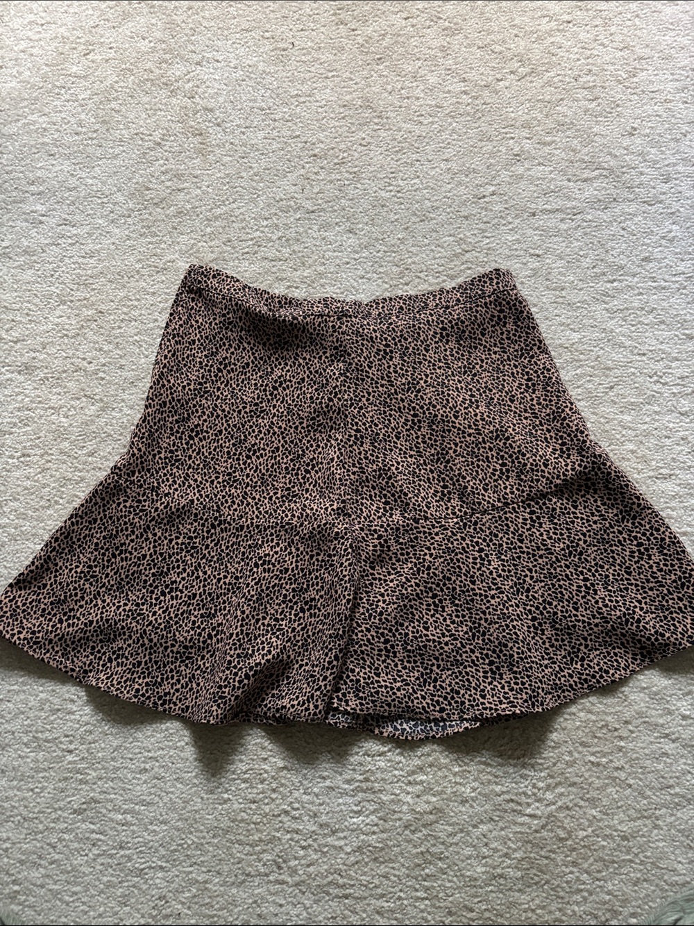 Blue Rain Brown Leopard Print Skater Skirt